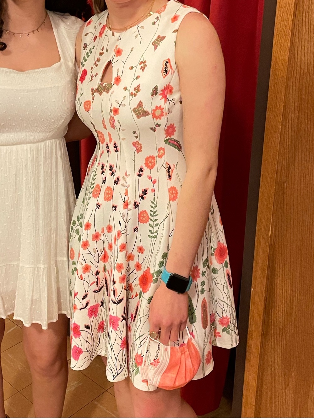 Women's White Floral Design Dress